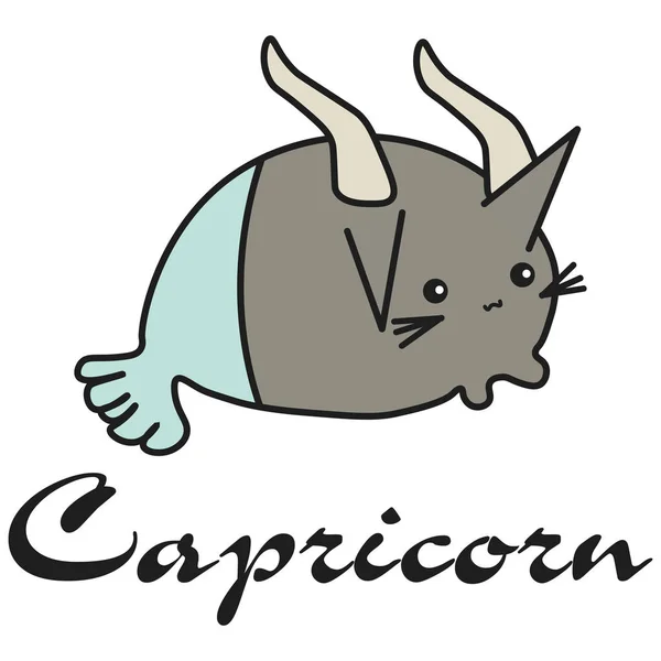 Bunny Capricorn Zodiac Sign Cartoon Style Векторная Иллюстрация Белом Фоне — стоковый вектор