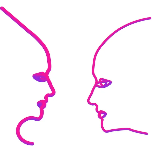 Два Силуети Людей Намальовані Однією Лінією Проста Векторна Ілюстрація Розділити — стоковий вектор
