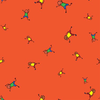Çocuklar seamless modeli doodle tarzı. illüstrasyon renk arka plan üzerinde.