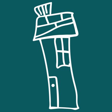 Çocuklara evler doodle tarzı boyalı. Özetlenen ve renkli bir arka plan üzerine izole. Vektör çizim