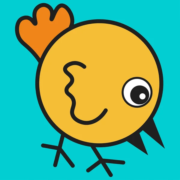 Chicken in cartoon style. On color background,  illustration