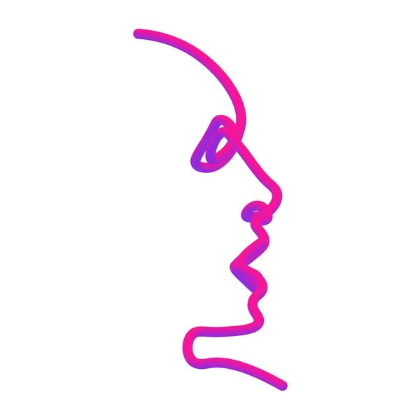 The face of the person in one line in the neon style — Stock Vector