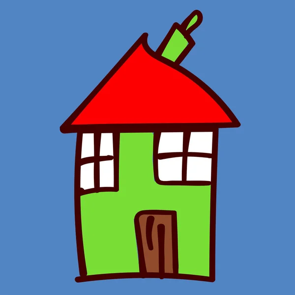 Kinderen geschilderd huizen in de stijl van de doodle. — Stockvector