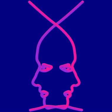 Soyut yüzler sırada. Neon tarzında