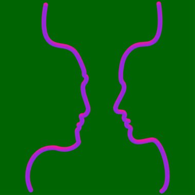 Soyut yüzler sırada. Neon tarzında