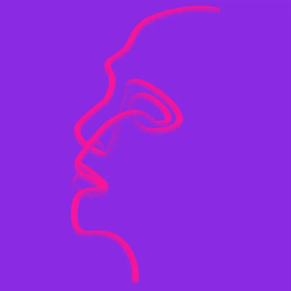Het gezicht van de persoon in een lijn in de neon stijl — Stockvector