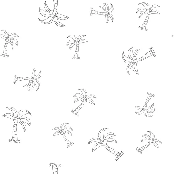 棕榈树与椰子轮廓无缝模式 — 图库矢量图片