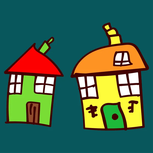 Maisons peintes pour enfants dans le style doodle . — Photo