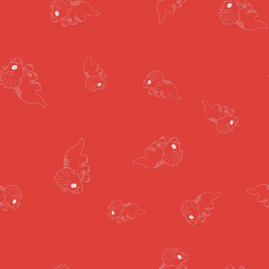 Dinozor triceratops kontur dikişsiz desen