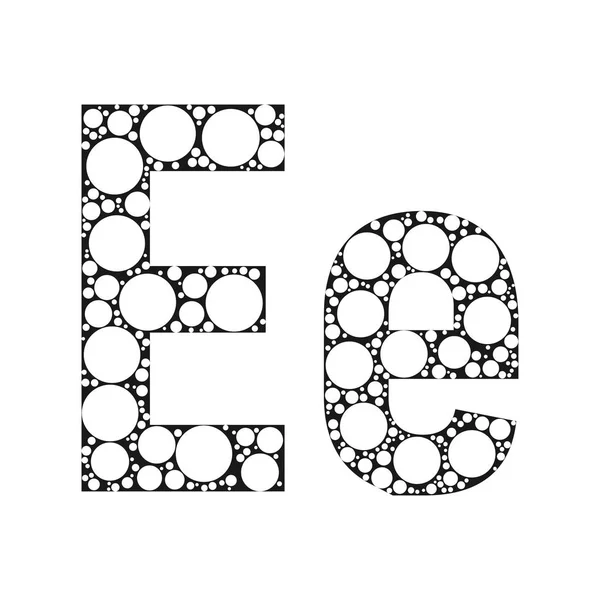 Bokstaven i alfabetet i svart och vitt cirklar. — Stock vektor