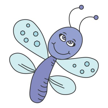 Karikatür tarzında neşeli kelebek.