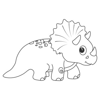 Dinozor triceratops kontur. Karikatür doğa