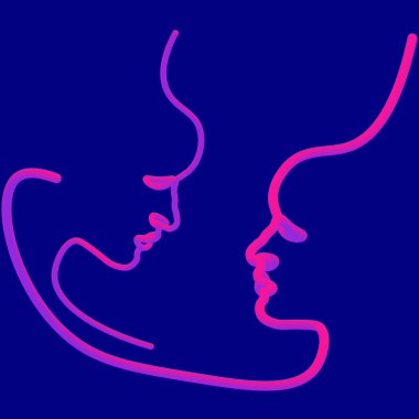 Soyut yüzler sırada. Neon tarzında