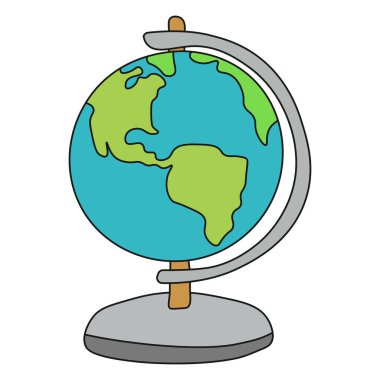 Doodle tarzında okul küresi. Vektör çizimi.