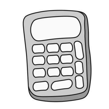 Doodle tarzında okul hesap makinesi. Vektör çizimi.