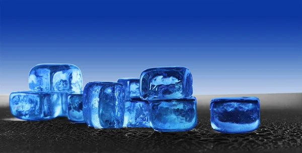 Cubitos Hielo Azul Sobre Fondo Azul —  Fotos de Stock