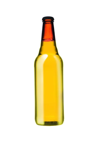 Garrafa Colorida Cerveja Fundo Branco — Fotografia de Stock