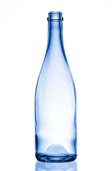 empty blue bottle on a white background