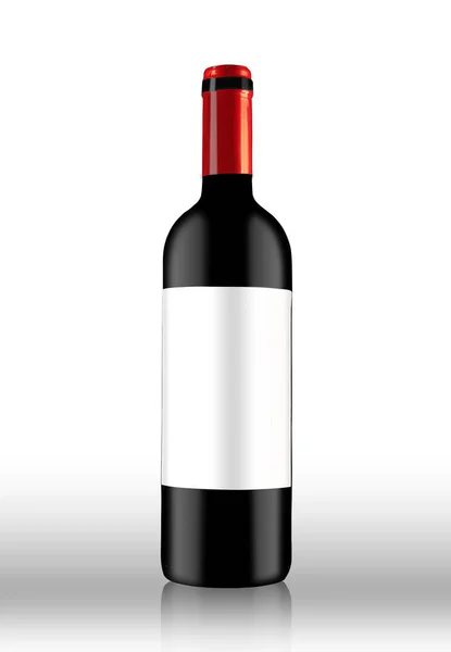 Botella Vino Tinto Sobre Fondo Blanco — Foto de Stock