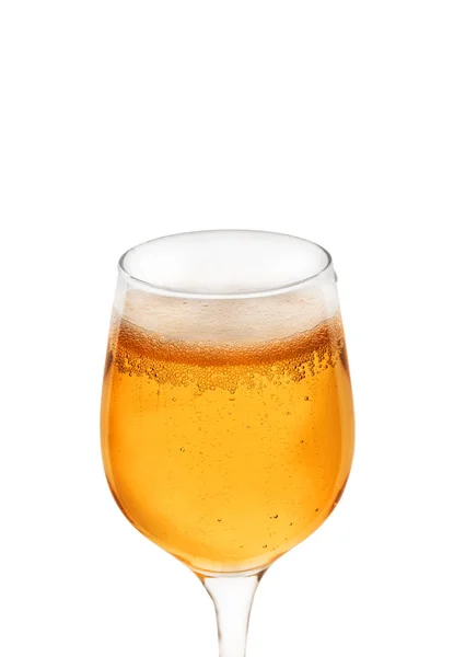 Becher Bier Auf Weißem Hintergrund Mit Blasen — Stockfoto