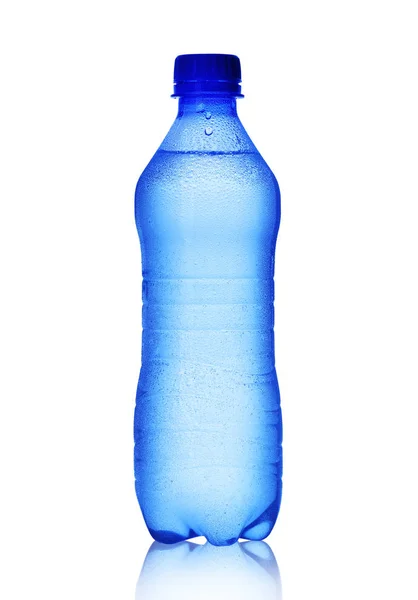 Botella de plástico azul con agua —  Fotos de Stock