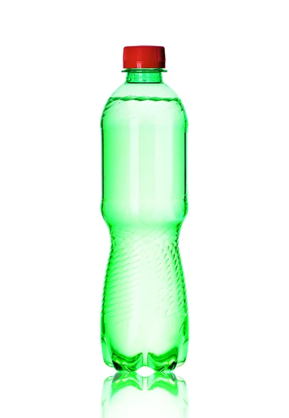 Small plastic bottle with liquid — Stock Photo, Image