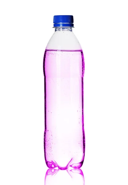Garrafa pequena de plástico com líquido — Fotografia de Stock