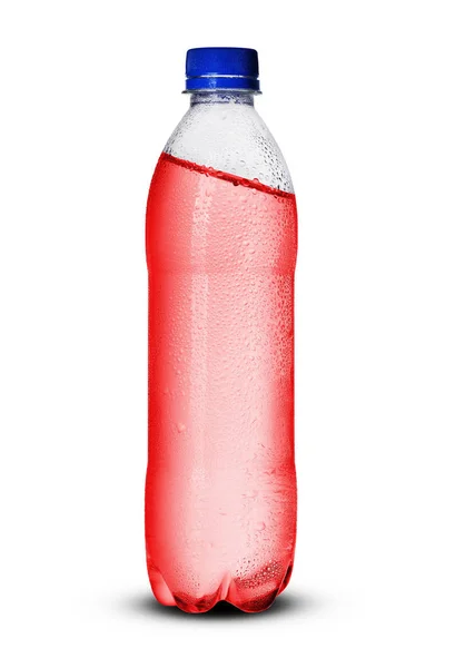 Маленькая пластиковая бутылка с жидкостью — стоковое фото