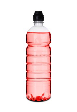 beyaz arka plan üzerinde sıvı ile plastik şişe