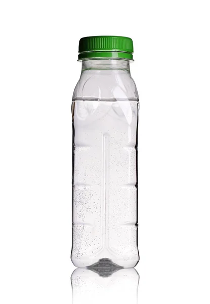 Sıvı ile küçük plastik şişe — Stok fotoğraf