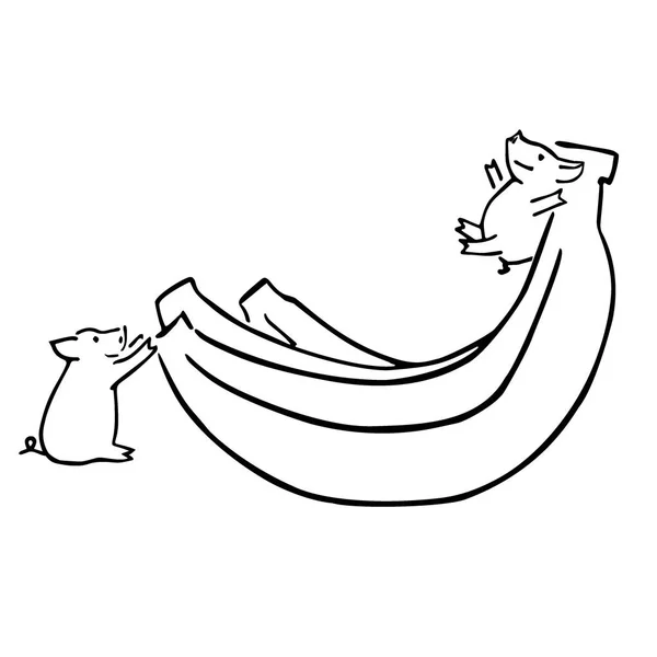 Векторная Иллюстрация Поросенок Бананов — стоковый вектор