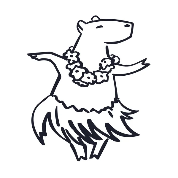 Милий Гаваї Танцюристом Костюмовані Capybara Талісман Мультфільму Сайту Інфографіка Відео — стоковий вектор