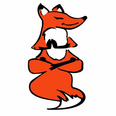 Yoga lotus oturan sevimli vektör fox poz