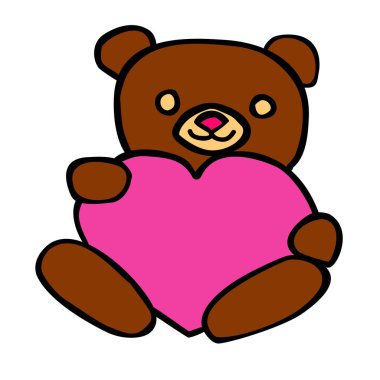 tatlı vektör ayıcık izole kırmızı kalp tutan