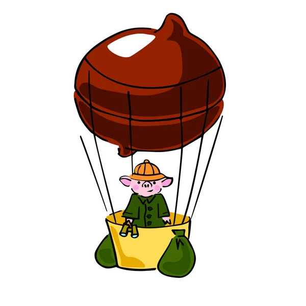 Смішний Кольоровий Порося Зефірі Montgolfier — стоковий вектор