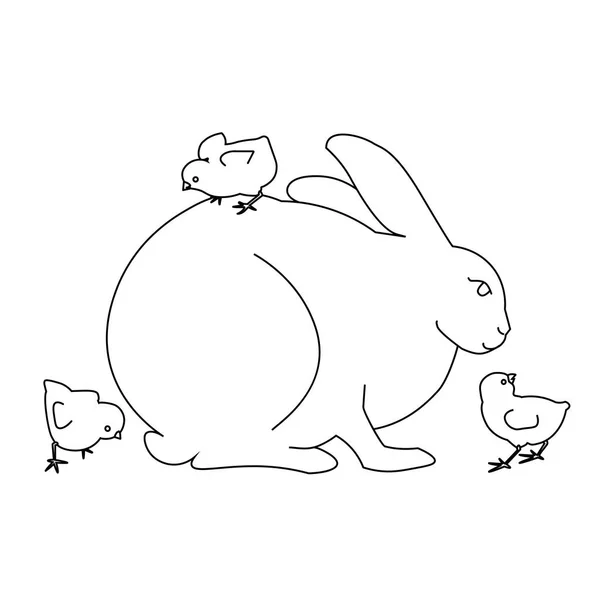 Poussins Avec Lapin Animal Fête Pâques Bonne Carte Pâques Illustration — Image vectorielle