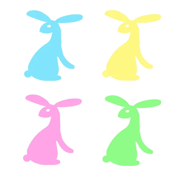 Easter Themed Vector Color Rabbit Illustration — Stock Vector