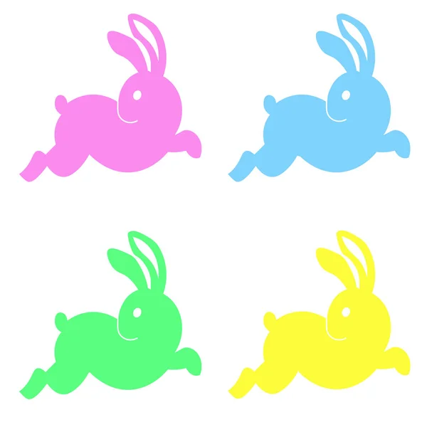 Easter Themed Color Rabbit Illustration Gift Card Certificate Sticker Badge — Stock Vector