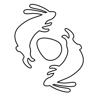 satır tavşan ve yumurta vektör çizim. Yetişkinler ve çocuklar için boyama kitabı sayfası. Paskalya temalı vektör çizim hediye kartı, el ilanı, sertifika veya afiş, simge, logo, yama, etiket için