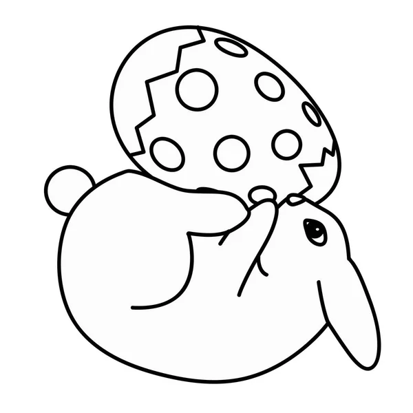 Affiche icône lapin noir et blanc. Coloriage pour adultes et enfants. Illustration vectorielle sur le thème de Pâques pour carte cadeau, flyer, certificat ou bannière, icône, logo, patch, autocollant — Image vectorielle
