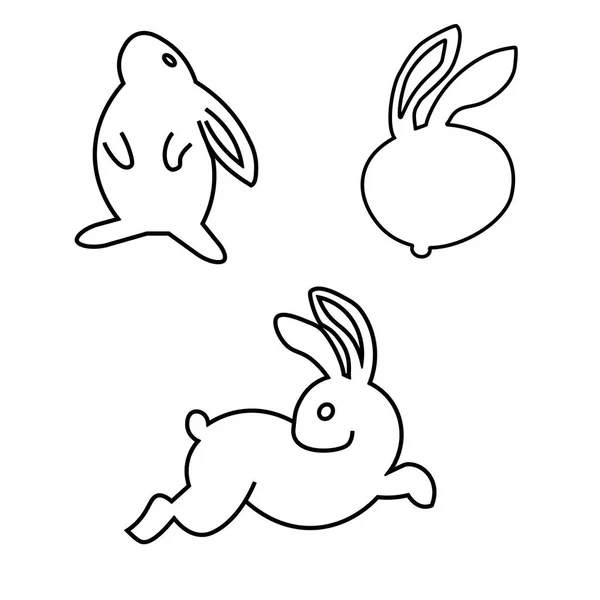 Ligne de jeu mignon lapin de Pâques. illustration isolée sur fond — Image vectorielle