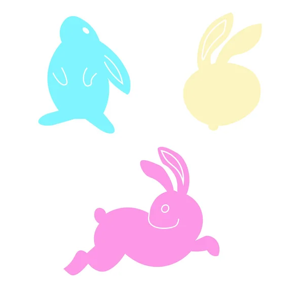 Mignon ensemble couleur lapin de Pâques. illustration isolée sur fond — Image vectorielle