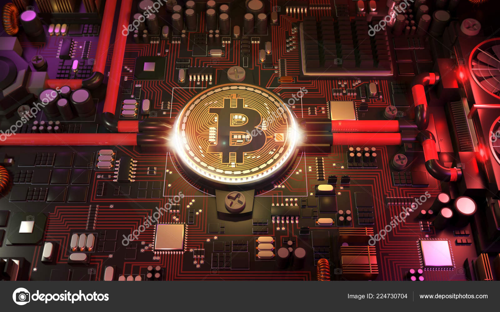 Bitcoin Como Chip Computadora Placa Base Representación Una Potente Placa —  Foto de stock #224730704 © andry.jeyms.gmail.com