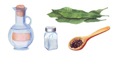 MarinadesSalt Shaker yapmak için baharat seti, karabiber kaşığı.