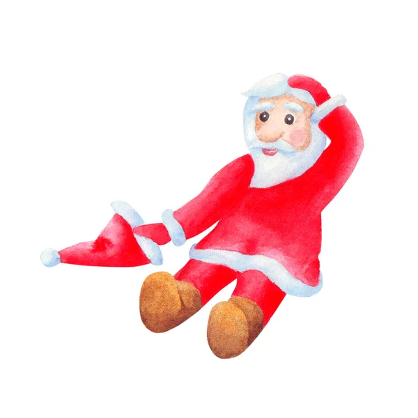 Surpreendido Enigmado sorrindo Papai Noel personagem de Natal — Fotografia de Stock