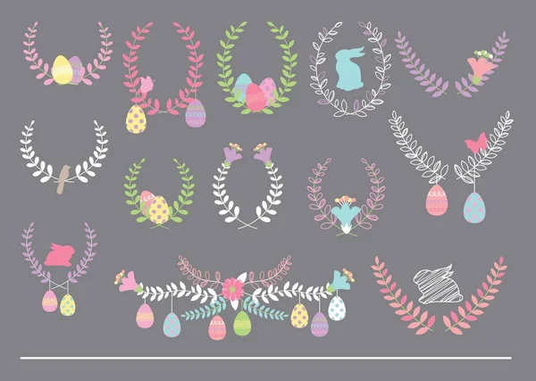 Easter Floral Ornaments Ready Your Design — Stock Vector