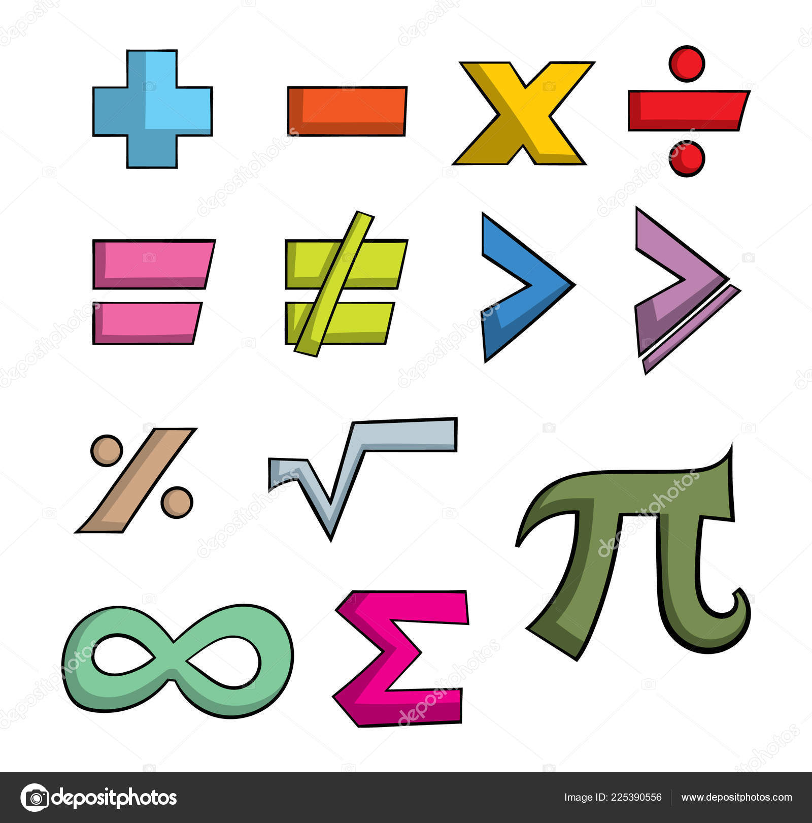 Math Symbols Isolated White Background Stock Vector Image by ©Basjan  #225390556