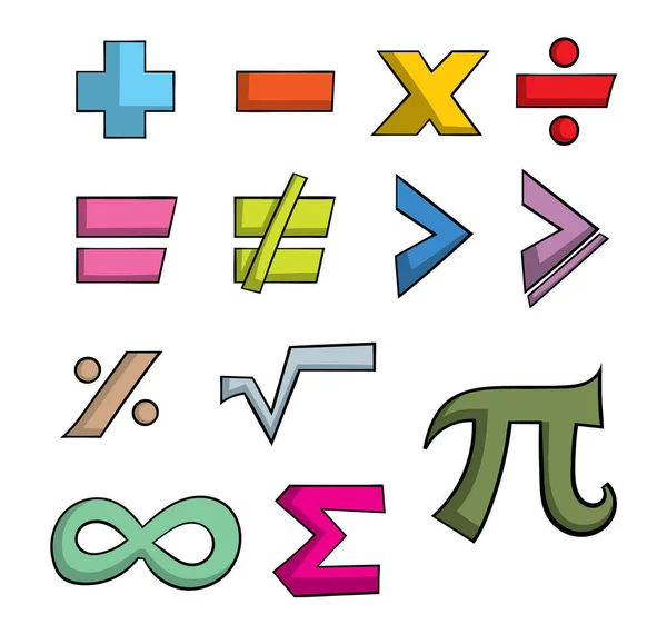 Símbolos Matemáticos Aislados Sobre Fondo Blanco — Archivo Imágenes Vectoriales