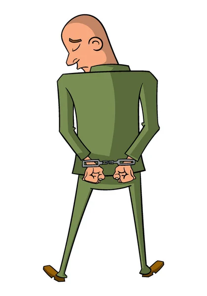 Cartoon Style Icon Man Handcuffs White Vector Illustration — Stock Vector