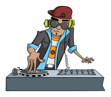 Beyaz, vektör çizim karikatür tarzı dj simgesi